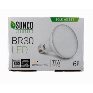 Sunco Lighting 6 LED Lights BR30 Warm White 3000K 11W 850 Lumens New